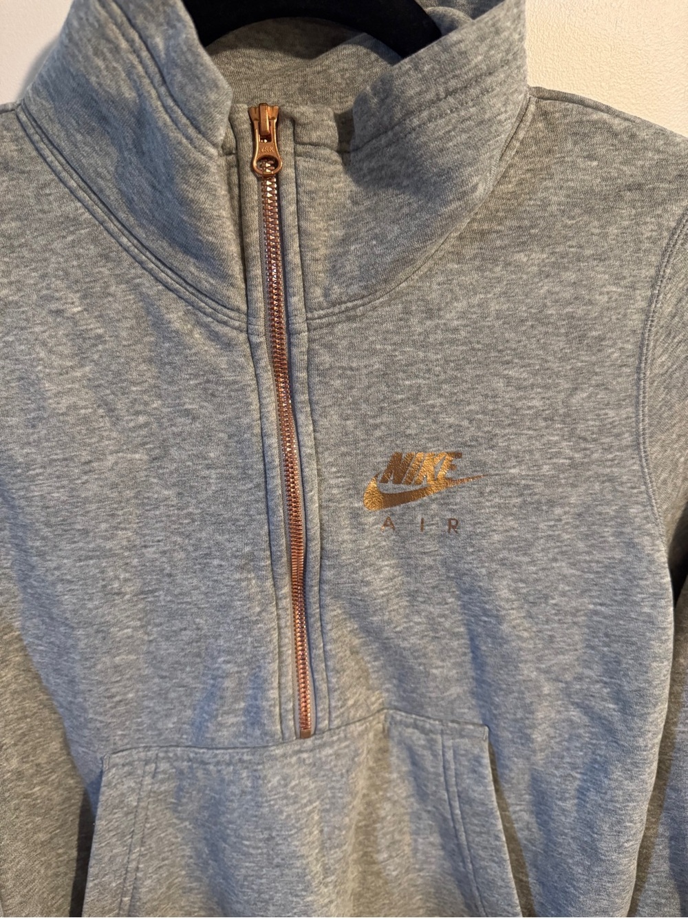 Nike Heather Grey Half-Zip Pullover with Rose Gold Accents
